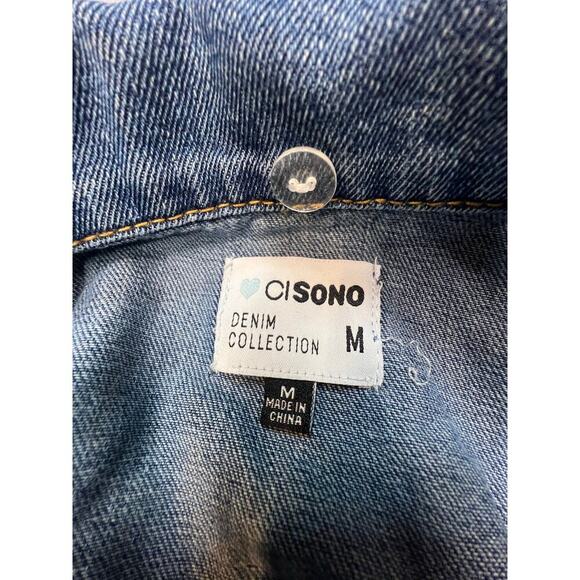 Cisono Denim Collection Jacket Medium Wash NWT Women’s M Removable Hood - Picture 3 of 9